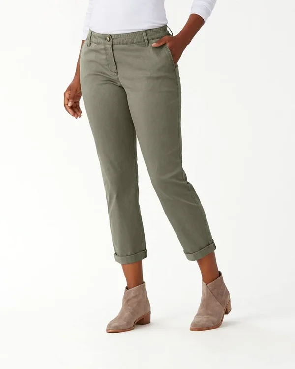 Tommy Bahama Women's Boracay Slim Boyfriend Pants - Tea Leaf - Size 0
