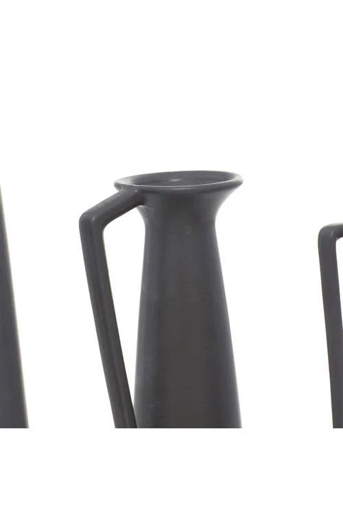 CosmoLiving by Cosmopolitan 12 in., 13 in. and 11 in. Dark Grey Ceramic Modern Vase (Set of 3)