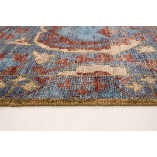 Hand-Knotted Finest Ushak Dark Blue Wool Rug 8&1x22 x 9&9x22