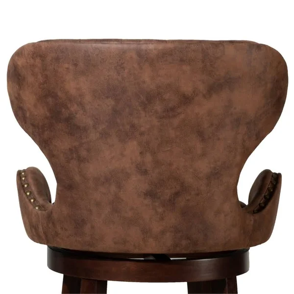 Bowery Hill 26x22 Faux Leather Tufted Swivel Counter Stool in Chestnut