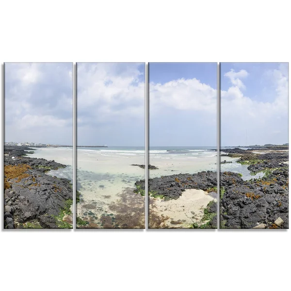 Design Art 'Panorama View of Woljeongri Beach' 4 Piece Photographic Print on Wrapped Canvas Set - Gray