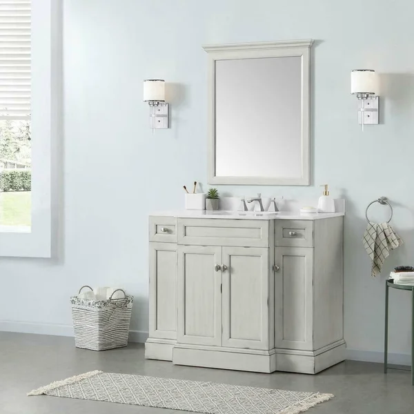 Home Decorators Collection 29.00 in. W x 34.00 in. H Framed Rectangular Beveled Edge Bathroom Vanity Mirror in Vintage Grey