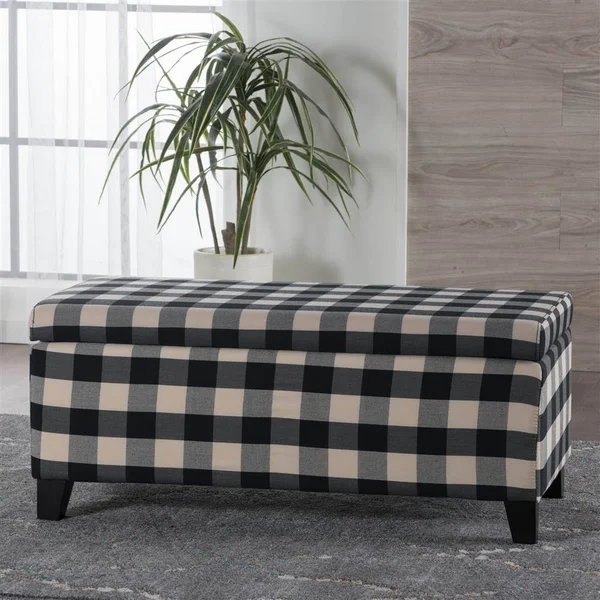Noble House Breanna Storage Ottoman in Black and Dark Brown