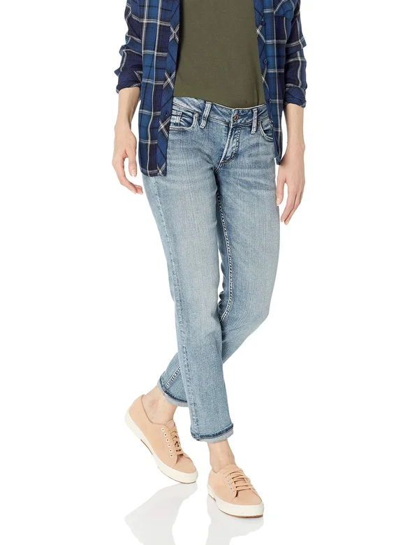 Silver Jeans Co. Women's Suki Curvy Fit Mid-Rise Straight Leg
