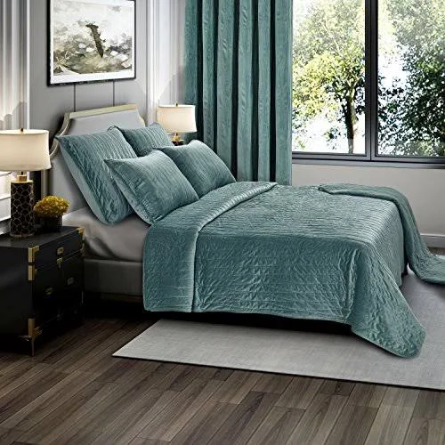 Velvet Quilt Set by Brielle Seafoam, Size King