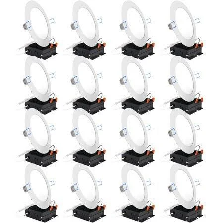 Sunco Lighting 16 Pack 6-Inch Slim Recessed Retrofit Dimmable LED Light 14W 3000K, Warm White