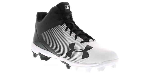 Under Armour Men's Leadoff Mid RM Baseball Cleats Black/White 9.5