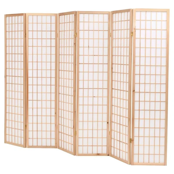vidaXL Folding 6-Panel Room Divider Japanese Style 94.5x22x66.9x22 Natural