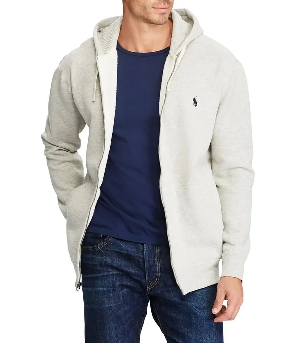 Men's Polo Ralph Lauren Casual Fleece Zip-Front Hoodie - Sport Heather Grey - Size 4X