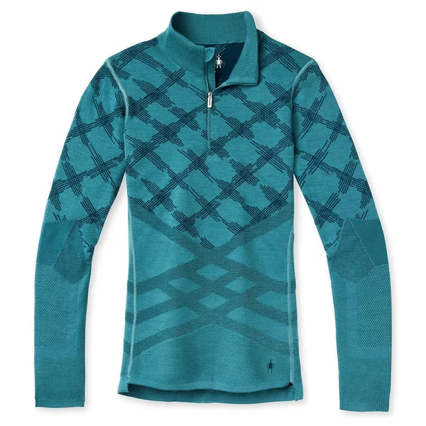 Smartwool Intraknit Merino 200 Pattern 1/4 Zip - Women's Blue Spruce Ski Tracks, Xs