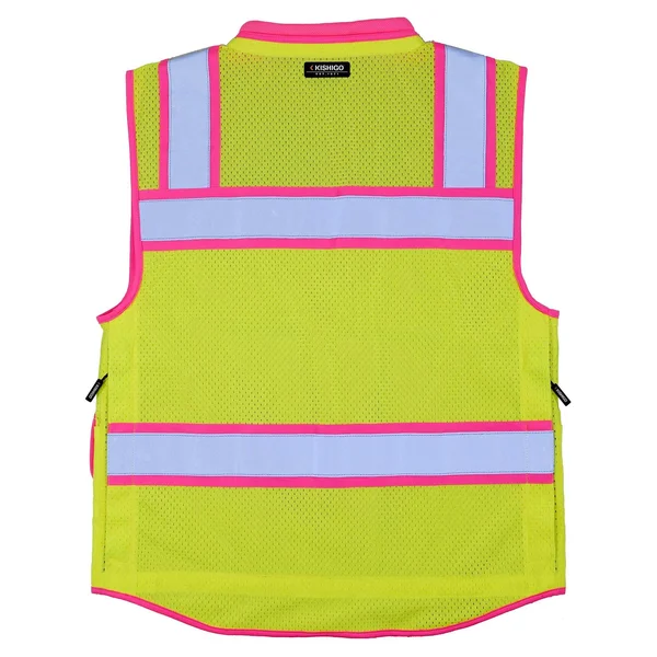 Color Contrast High Performance Surveyors Vest - Lime/ Pink - S5046 - L
