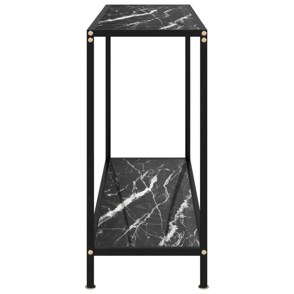 vidaXL Console Table Black 39.4x22x13.8x22x29.5x22 Tempered Glass