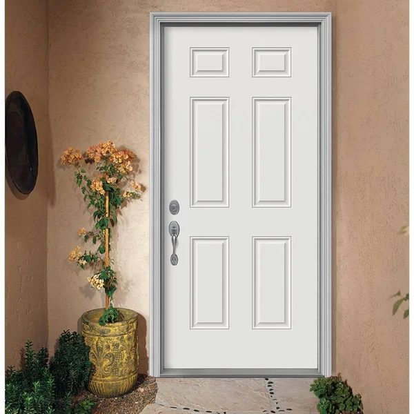 JELD-WEN 36 in. x 80 in. 6-Panel Primed Premium Steel Front Door Slab
