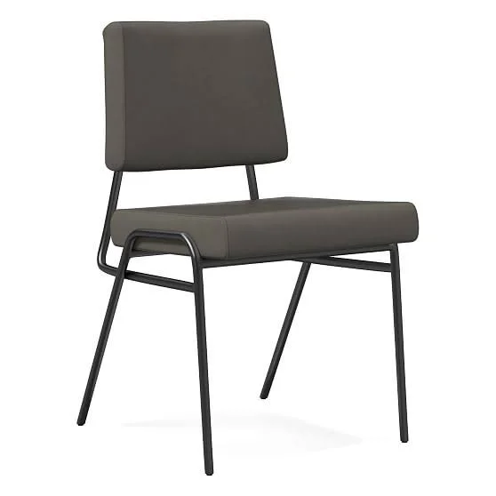 Wire Frame Dining Chair, Vegan Leather, Cinder, Antique Bronze