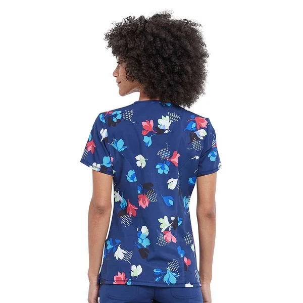 Cherokee Women's Short Sleeve Round Neck Scrub Top - Two Tone Tulip - S - North 40 Outfitters
