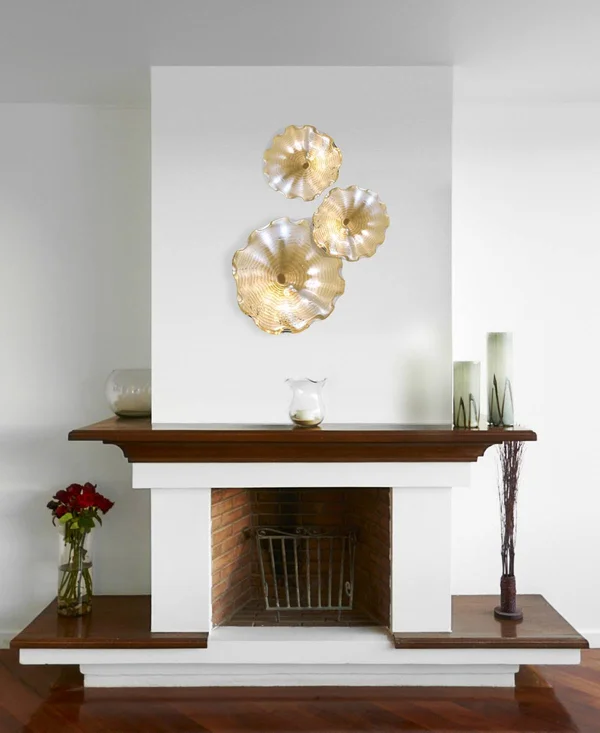 Dale Tiffany Beige Feather 12x22 Hand Blown Art Glass Wall Decor