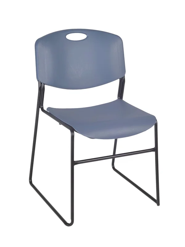 Cain 42x22 Square Breakroom Table- Mocha Walnut & 4 Zeng Stack Chairs- Blue - Regency - TB4242MW44BE