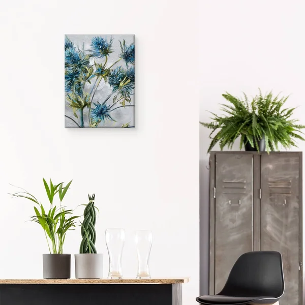 Indigo Blooms by Studio Arts Canvas Art Print - Size: 24 x 36
