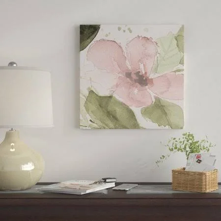 Winston Porter 'Watercolor Blooms II' Watercolor Painting Print on Canvas, Size: 36 inch H x 36 inch W x 1.5 inch D, Pink