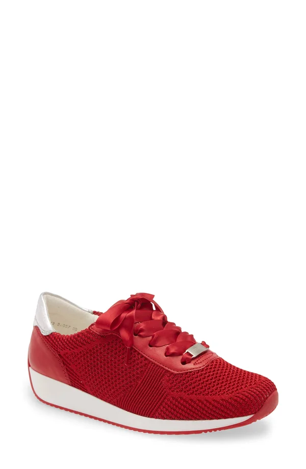 Ara Lilly Sneaker, Size 5 in Red Fabric at Nordstrom
