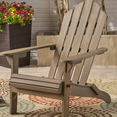 Gracie Oaks Larracey Solid Wood Folding Adirondack Chair, Gray
