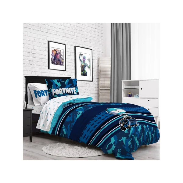 Fortnite Battle Bus Full Bed Set - Blue