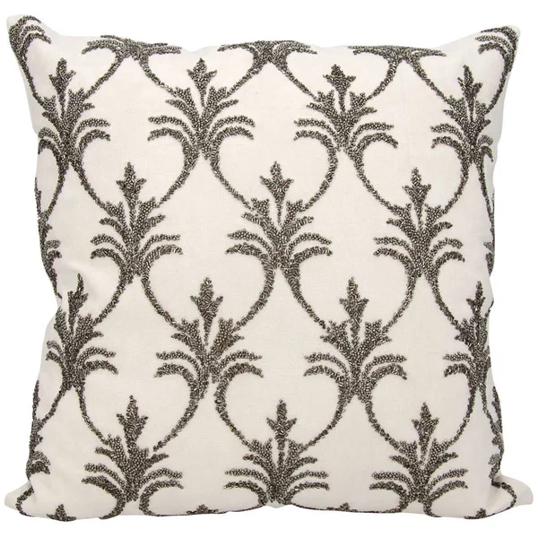 Mina Victory Luminecence Silver Fleur De Lis Silver Throw Pillow