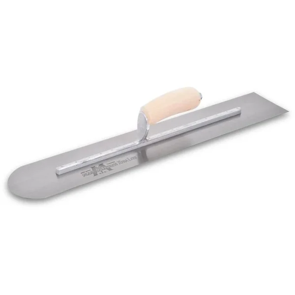 Marshalltown 22 in. x 4 in. Finishing Trl-Round Front End Curved Wood Handle Trowel MXS224RE