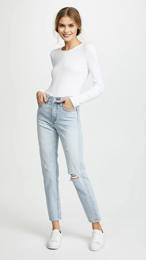 Splendid - White Women's 1x1 Long Sleeve Crew Shirt - Size XL
