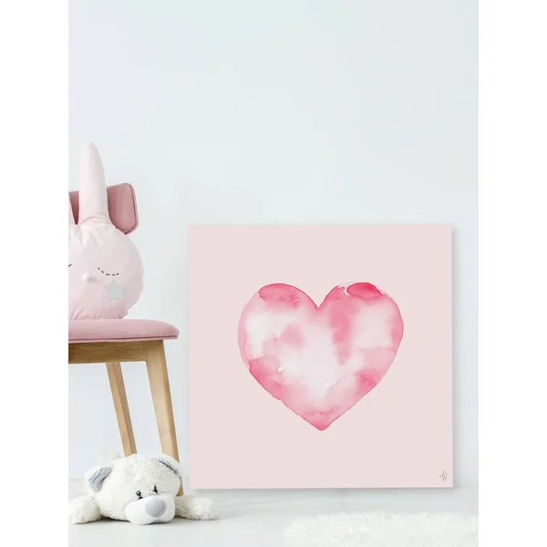 Marmont Hill Blurry Heart 24-Inch Squared Canvas Wall Art