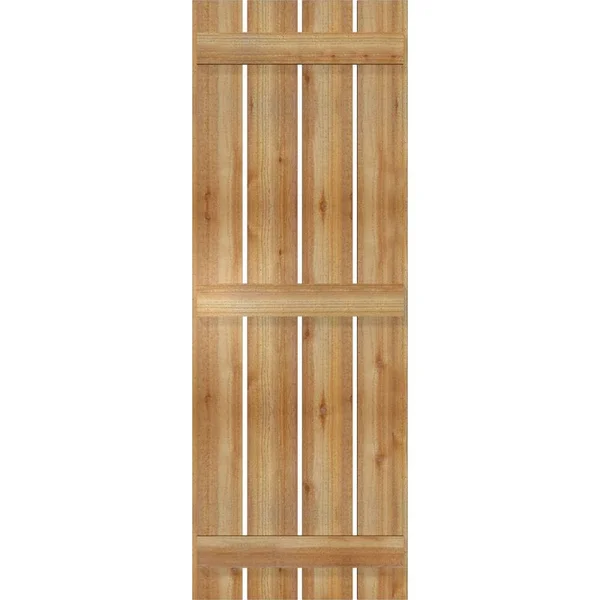 Ekena Millwork RBS06S23X064RWR 23x22W x 64x22H TimberCraft Four 5 3/8x22 Boards Spaced Board-n-Batten Shutters, Rough Sawn Weste