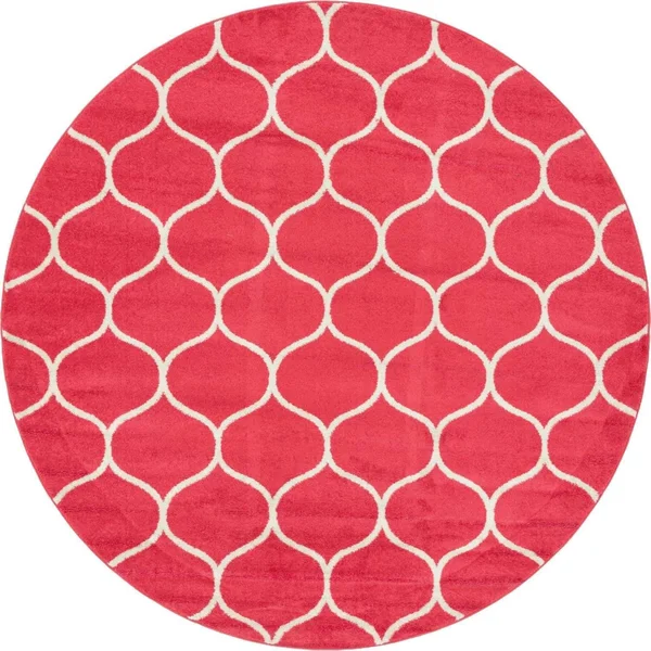 Unique Loom Rounded Trellis Frieze Rug - 8& 0 x 8& 0 - Round