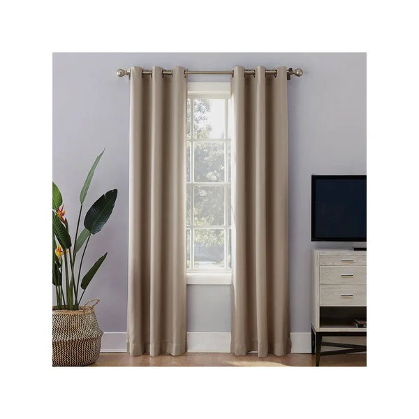 Sun Zero Extreme 2-Pack Norway Theater Grade 100% Blackout Window Curtain - LT Beige, 40X84