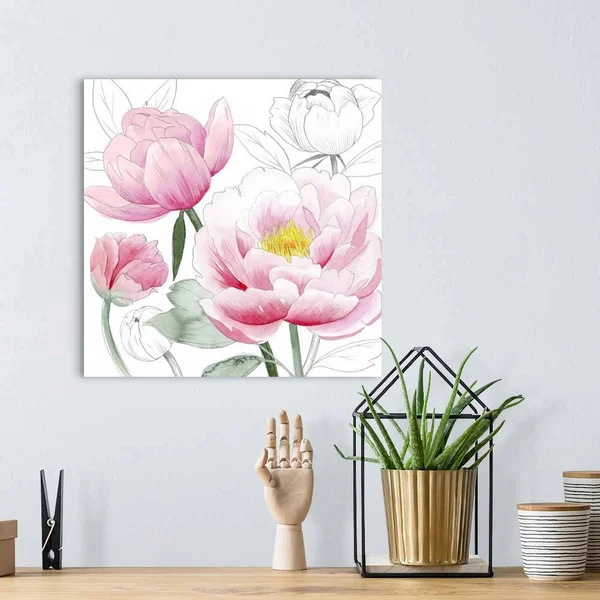 May Peonies I - Canvas Wall Art, 16x16, Great Big Canvas