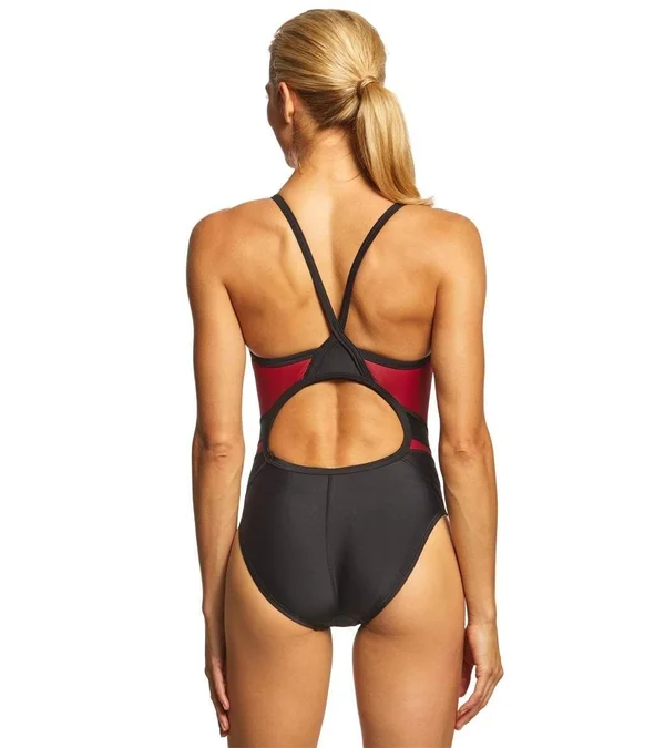 Speedo Women's Tone Setter Splice Flyback 24 Black - Maroon