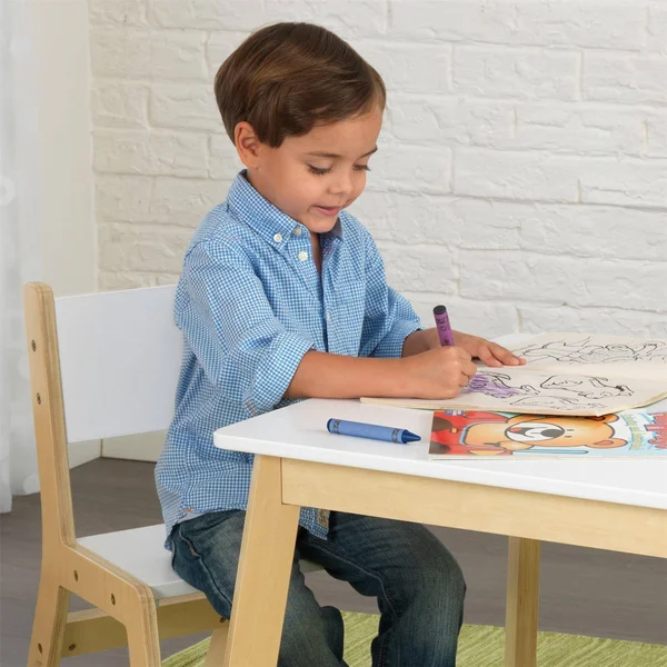 KidKraft Modern Table & 2 Chair Set, White/Beige