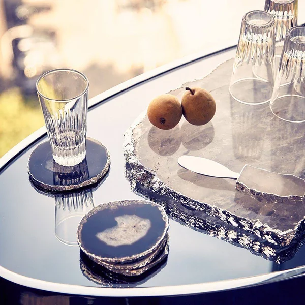 Anna New York - Lumino Coasters - Set of 4 - Smoke, Silver