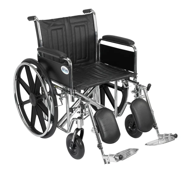 Drive Medical STD20ECDFAHD-ELR Sentra EC Heavy Duty Wheelchair, Detachable Full Arms, Elevating Leg Rests, 20x22 Seat