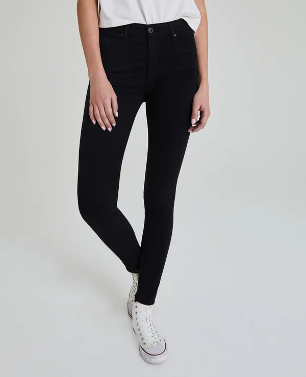 Ag Farrah High-Rise Sateen Pants, Black