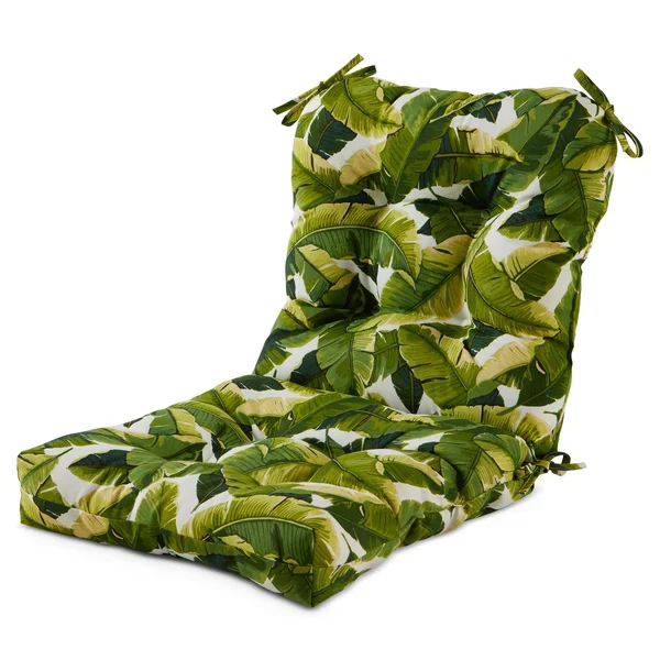 Greendale Home Fashions Outdoor Seat/Back Chair CUSHION - Palm Leaves White, 42 x 21 x 5 inches