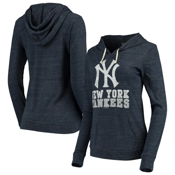 Women's New Era Navy York Yankees Jersey Tri-Blend Pullover Hoodie Size: Large