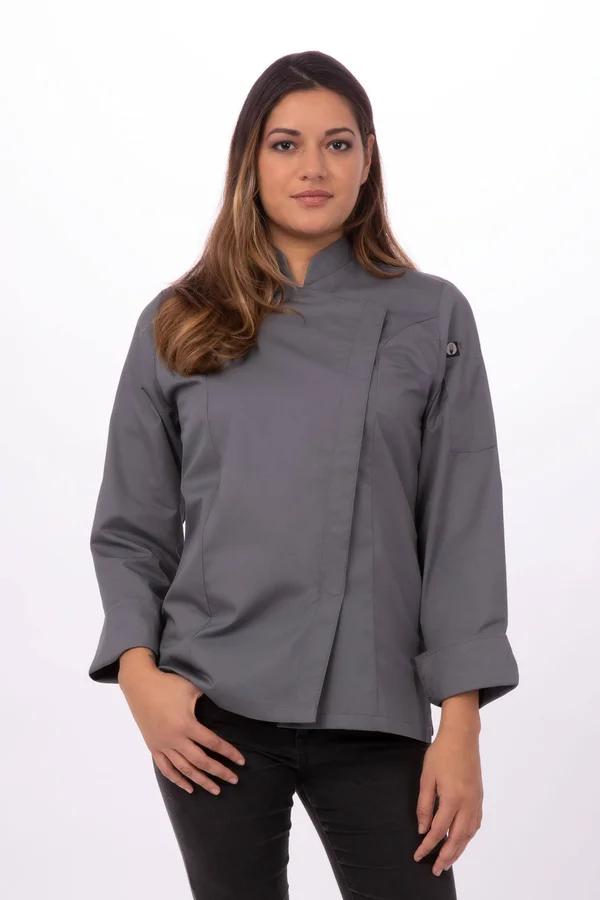 Chef Works BCWMC007GRY2XL Lansing Women's Chef Coat Gray 2XL