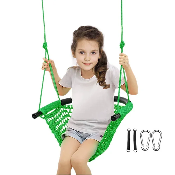 Beletops Kids Swing - Swing Seat for Kids Children Swing Set w/ Adjustable Rope Child Swing Hand-Knitting Rope Swing Chair for In