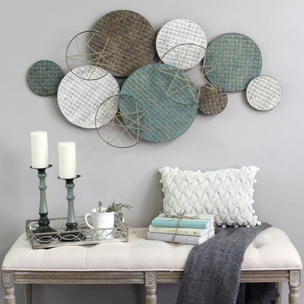 Textured Metal Plate Wall Decor - Multi