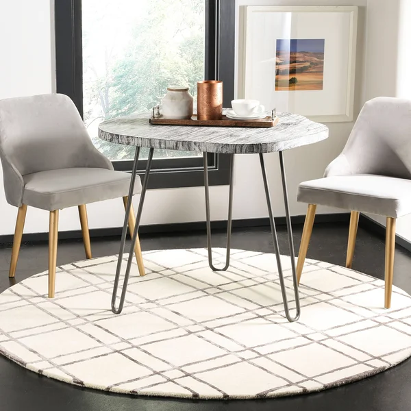 Safavieh Himalaya 901 Area Rug, Ivory, Dark Grey, 6& x 6& Round