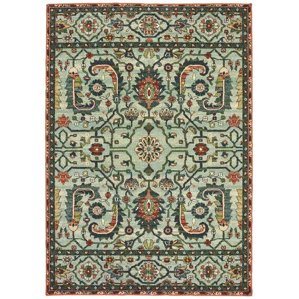 AVERLEY Home Darci Blue/Rust 5 ft. x 8 ft. Oriental Area Rug
