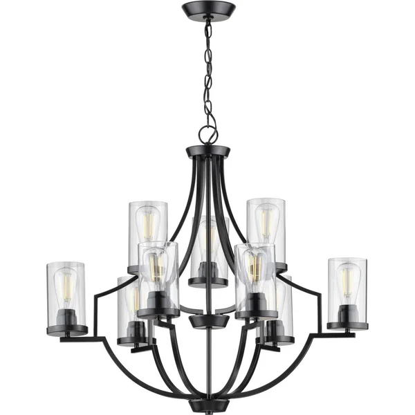 Progress Lighting Lassiter 9-Light Black Traditional Chandelier, P400198-031