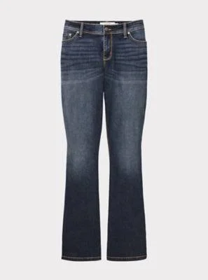 Mid-Rise Luxe Slim Bootcut Jeans Super Stretch in Medium Wash - Size 28 Extra Short by Torrid