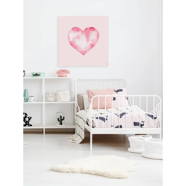 Marmont Hill Blurry Heart 24-Inch Squared Canvas Wall Art