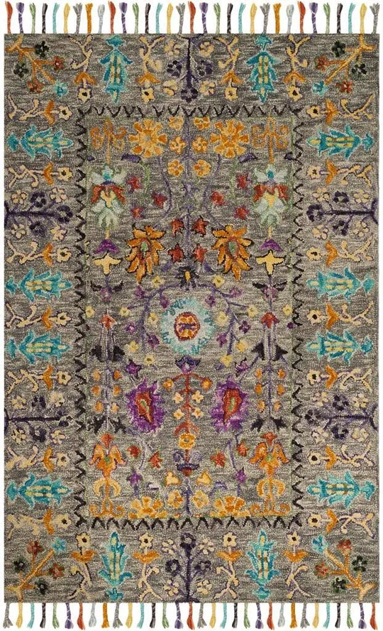 Safavieh 6& x 6& Square Blossom BLM454A Charcoal Gold Rug